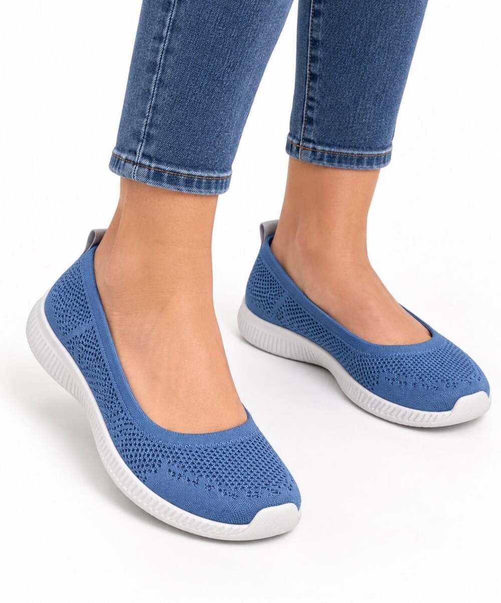 Easy Spirit Glitz2 Walking Shoes Size 8 M Blue Knit Slip-On Skimmer